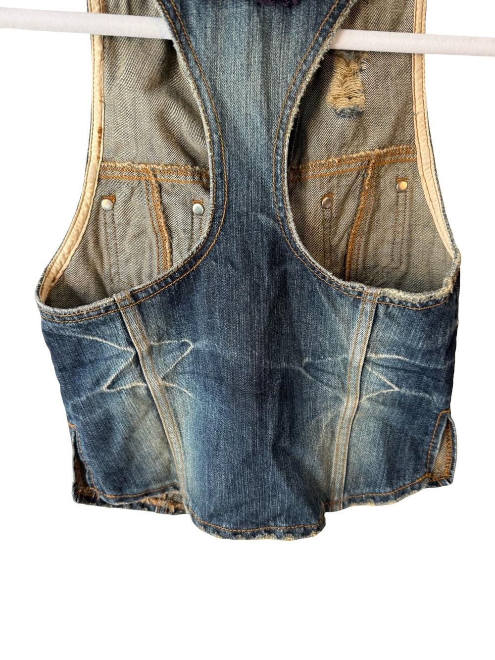 Days of Freedom Distressed Dark Denim Vest Size XS or XXS Y2K Festival Boho - Picture 11 of 13
